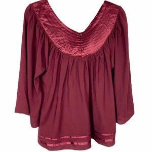 BCBGMaxAzria Short Sleeves Red Blouse Size L